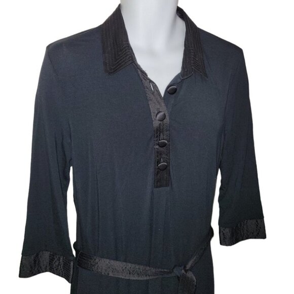 BODEN Belted Jersey Stretch Dark Acadamia Preppy Office Shirt Dress - Women's - Picture 3 of 7